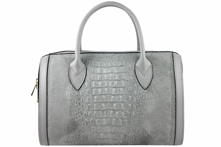 Lantana - Leather handbag crocodile stamp